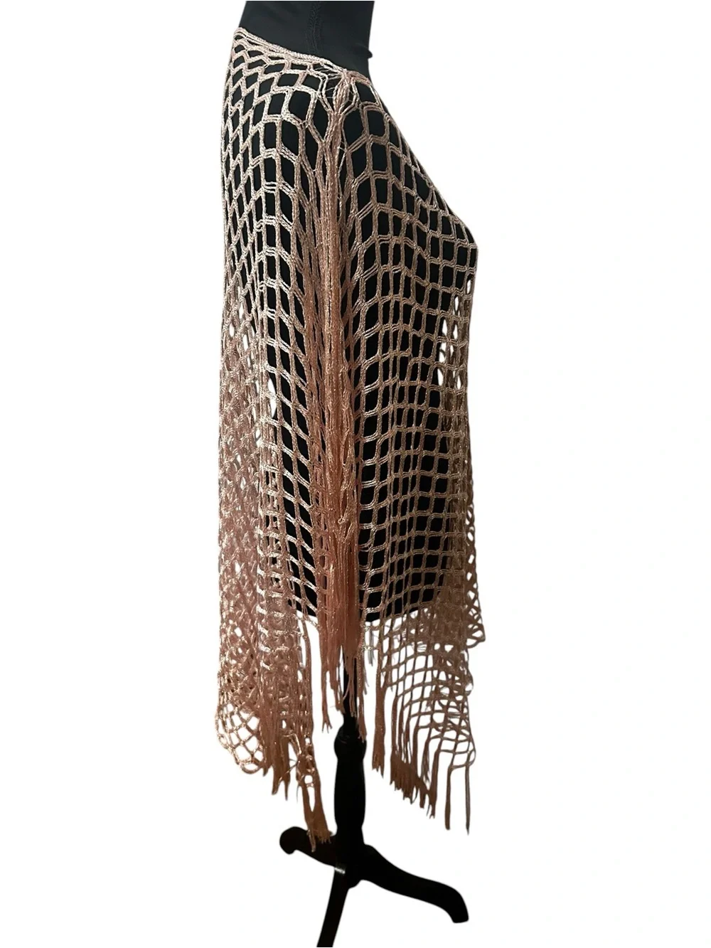 Pink Crochet Fringe Poncho - Women Accessories